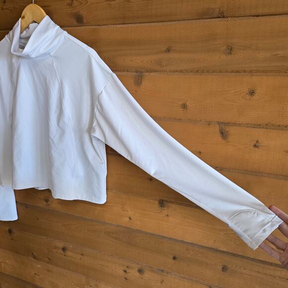 Athleta Whistler Mock Neck Top Bright White Long Sleeve Large Athleisure Shirt - Picture 5 of 6